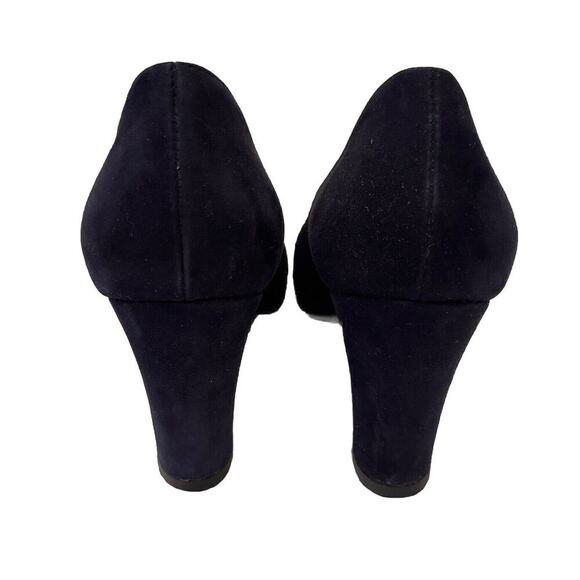 Aquatalia Sacchetto Blue Suede Pumps Size 7M Silver Buckle/Toe 3" Heel EUC - Picture 3 of 9